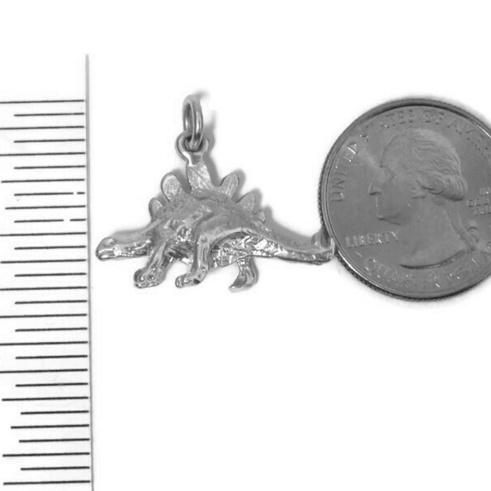 .925 Sterling Silver Stegosaurus Dinosaur Pendant - Picture 6 of 6